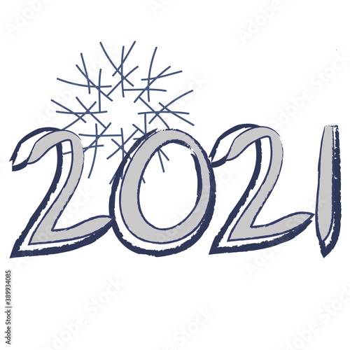 Abstract snowflake and date (2021) as symbols of the new year.