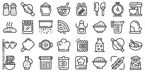 Dough icons set. Outline set of dough vector icons for web design isolated on white background