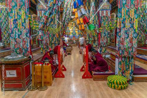 Sichuan/China-08.04.2020:The view inside the ancient old buddhist temple on Tibet © Aleksey