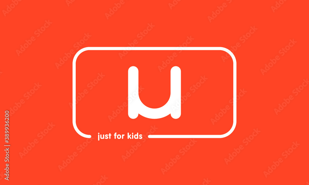 Premade framed kids logo initials monogram kids modern soft on red background Premade framed kids logo initials monogram kids modern soft on red background