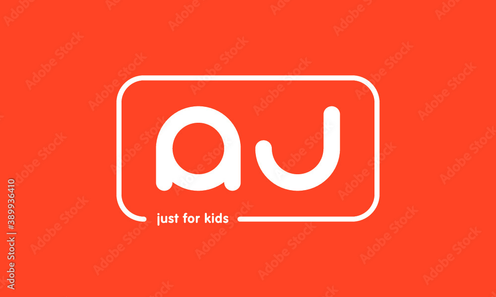 Premade framed kids logo initials monogram kids modern soft on red background Premade framed kids logo initials monogram kids modern soft on red background