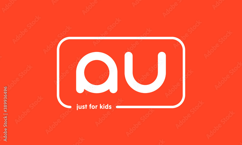 Premade framed kids logo initials monogram kids modern soft on red background Premade framed kids logo initials monogram kids modern soft on red background