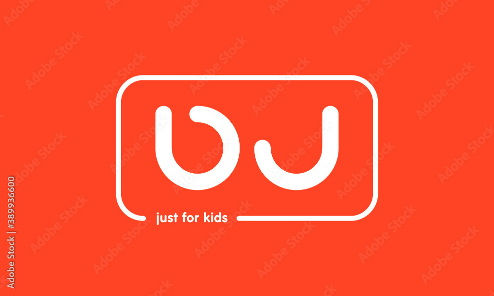 Premade framed kids logo initials monogram kids modern soft on red background Premade framed kids logo initials monogram kids modern soft on red background