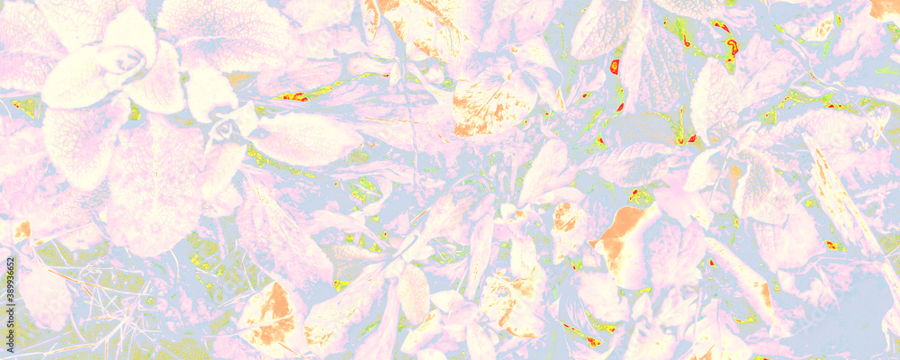 Blue Botanic Print. Orange Leaf Texture. Pink Silk Backdrop. White Cool Canva. Bright Fantasy Banner. Pastel Fresh Banner. Bright Abstract Texture.