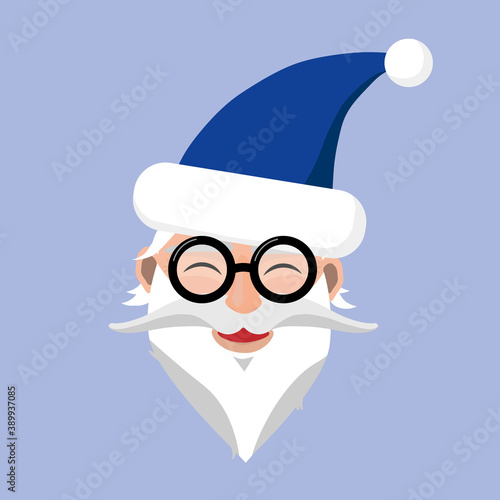Santa Claus with blue hat and glasses vector illustration