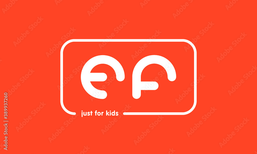 Premade framed kids logo initials monogram kids modern soft on red background Premade framed kids logo initials monogram kids modern soft on red background