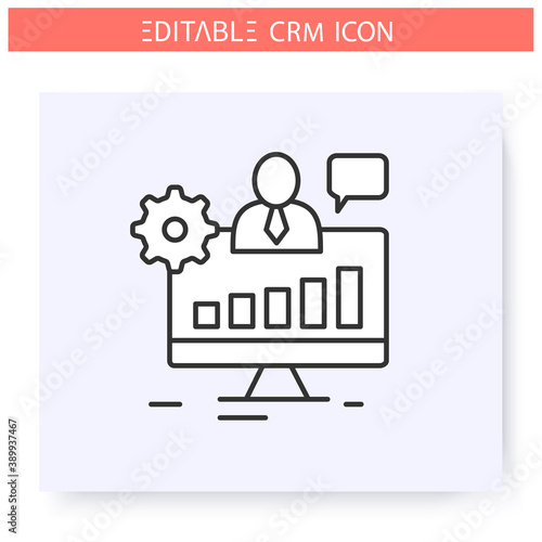 Operational CRM line icon. Collecting and systematization customer data. Automating workflow processes. Customer relationship management. Isolated vector illustration. Editable stroke 