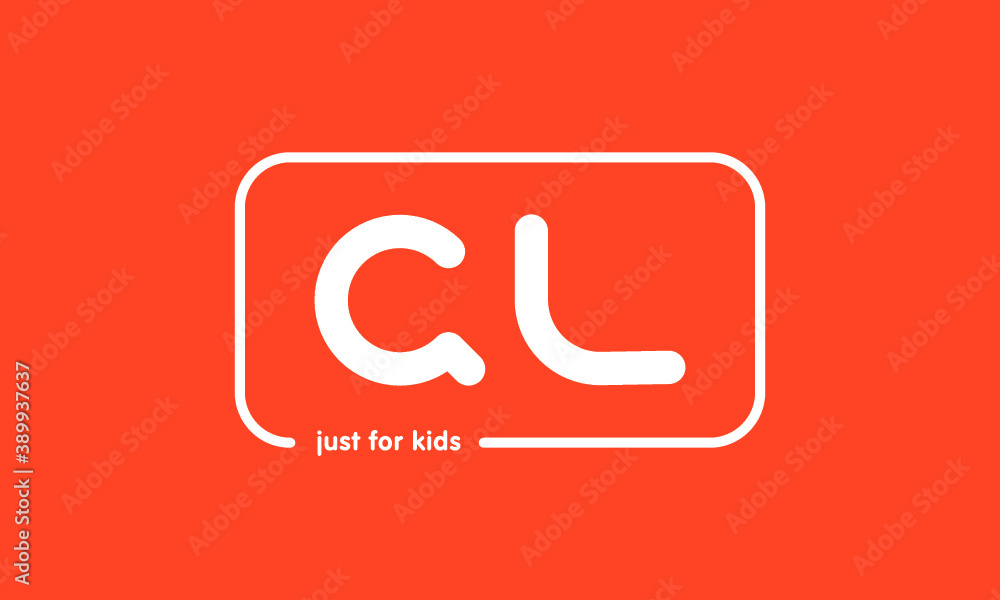 Premade framed kids logo initials monogram kids modern soft on red background Premade framed kids logo initials monogram kids modern soft on red background