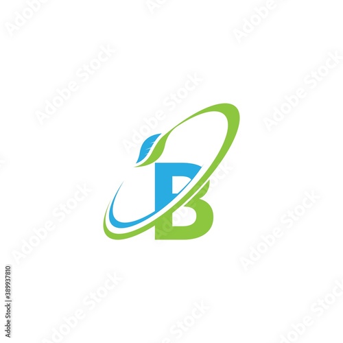 Letter B logo leaf icon design concept