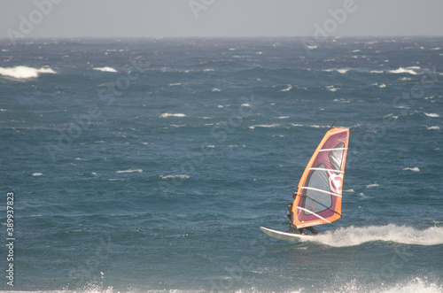 Windsurfer sailing in the coast of Arinaga. Aguimes. Gran Canaria. Canary Islands. Spain. © Víctor