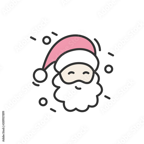 Santa Claus color icon. New year celebration. Celebrating moments, details and festive decorations. Christmas and New Year holidays concept. Isolated vector illustration