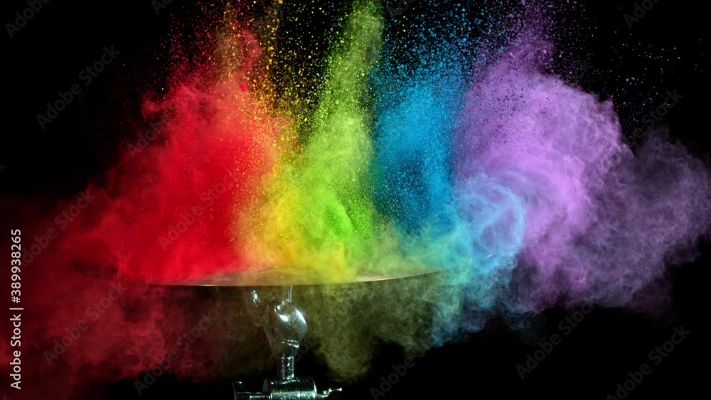 Super Slow Motion Shot of Cymbal Hit with Color Powder Explosion at 1000 fps. Super Slow Motion Shot of Cymbal Hit with Color Powder Explosion at 1000 fps.