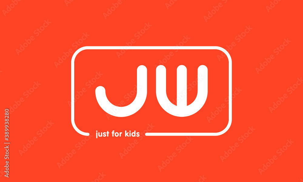 Premade framed kids logo initials monogram kids modern soft on red background Premade framed kids logo initials monogram kids modern soft on red background