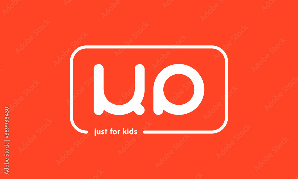 Premade framed kids logo initials monogram kids modern soft on red background Premade framed kids logo initials monogram kids modern soft on red background