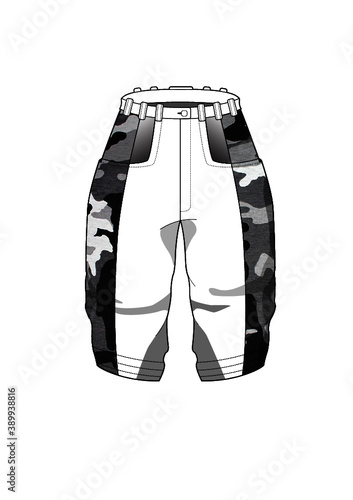 Vettoriale indumento disegnato su Adobe Illustrator che rappresenta un file flat con uno stile semplice che riprende una linea sportswear ma allo stesso tempo elegante.