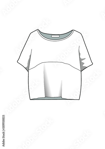 Vettoriale indumento disegnato su Adobe Illustrator che rappresenta un file flat con uno stile semplice che riprende una linea sportswear ma allo stesso tempo elegante.