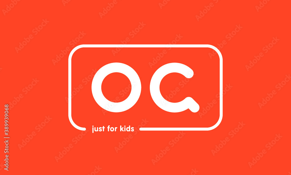 Premade framed kids logo initials monogram kids modern soft on red background Premade framed kids logo initials monogram kids modern soft on red background