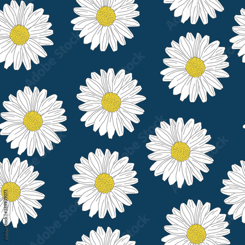Seamless Pattern of daisies.  Fashion Print Design. camomile pattern