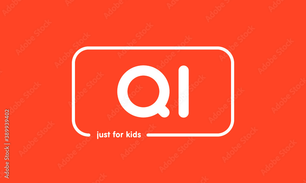 Obraz premium Premade framed kids logo initials monogram kids modern soft on red background