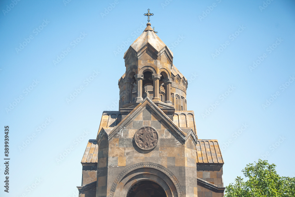 Fototapeta premium church in armenia under blue sky background