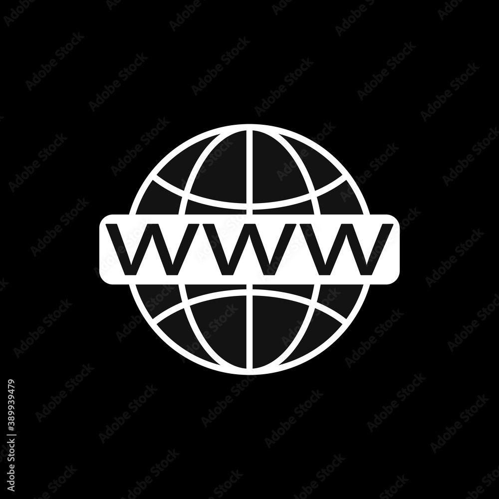 WWW flat icon. Vector concept illustration for design. World Wide Black icon. WWW flat icon. Vector concept illustration for design. World Wide Black icon.