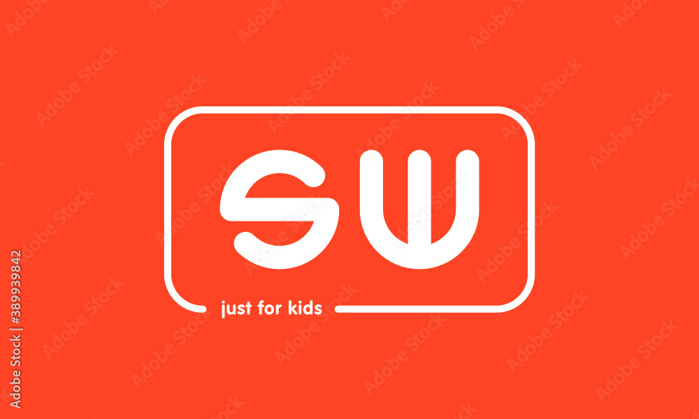 Premade framed kids logo initials monogram kids modern soft on red background Premade framed kids logo initials monogram kids modern soft on red background