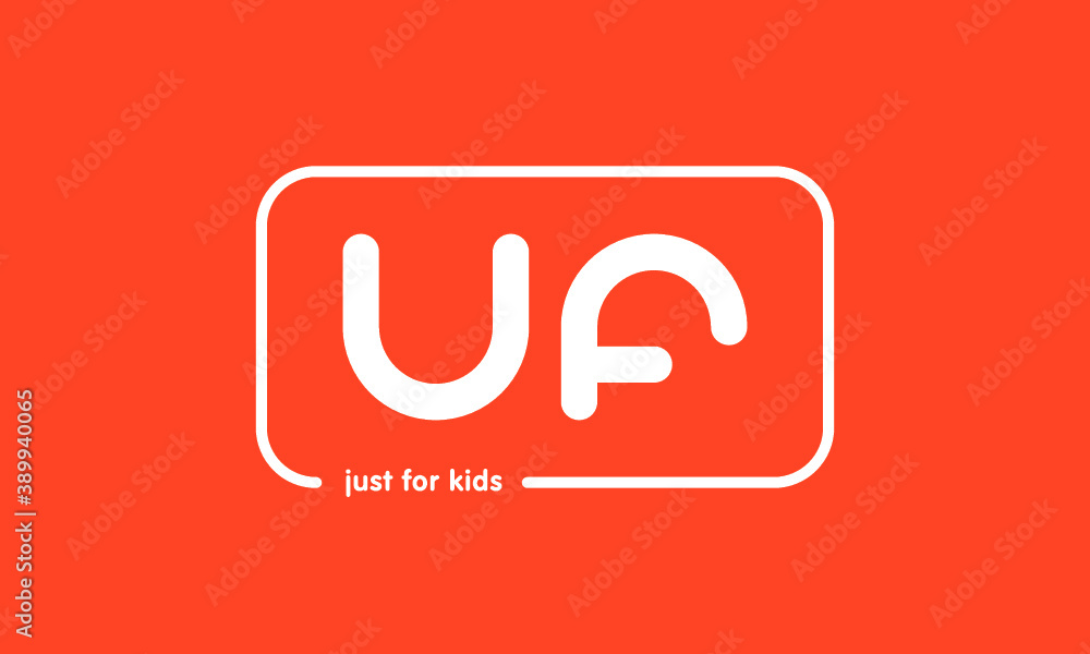 Premade framed kids logo initials monogram kids modern soft on red background Premade framed kids logo initials monogram kids modern soft on red background