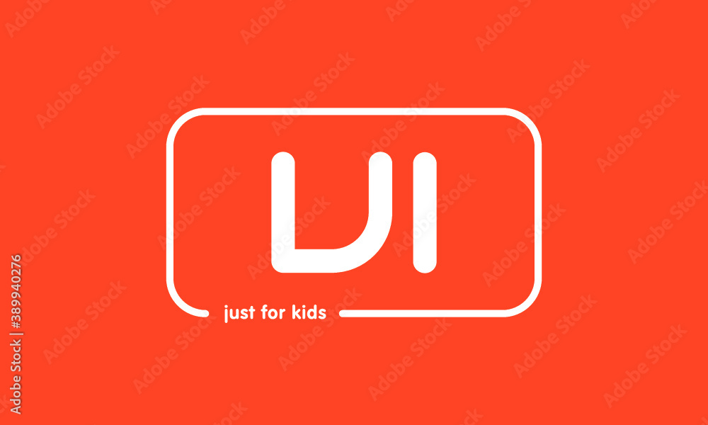 Premade framed kids logo initials monogram kids modern soft on red background Premade framed kids logo initials monogram kids modern soft on red background