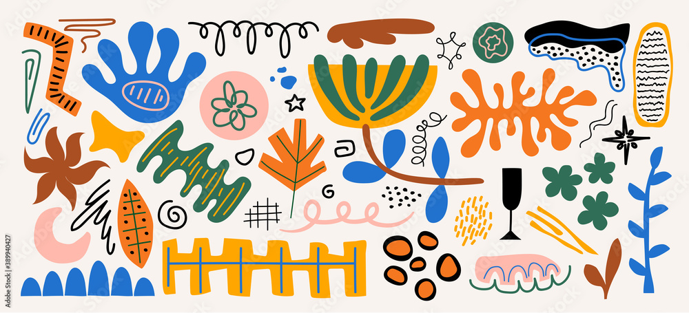 Fototapeta premium Modern abstract elements set, minimal design, vector illustration.
