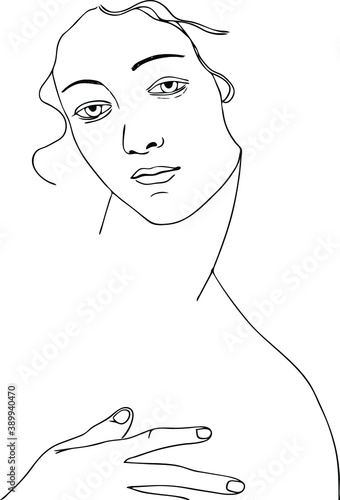 birth of venus vector illustration. sandro boticheli. beautiful blond woman. italian girl. Modern art. Hand drawn. 