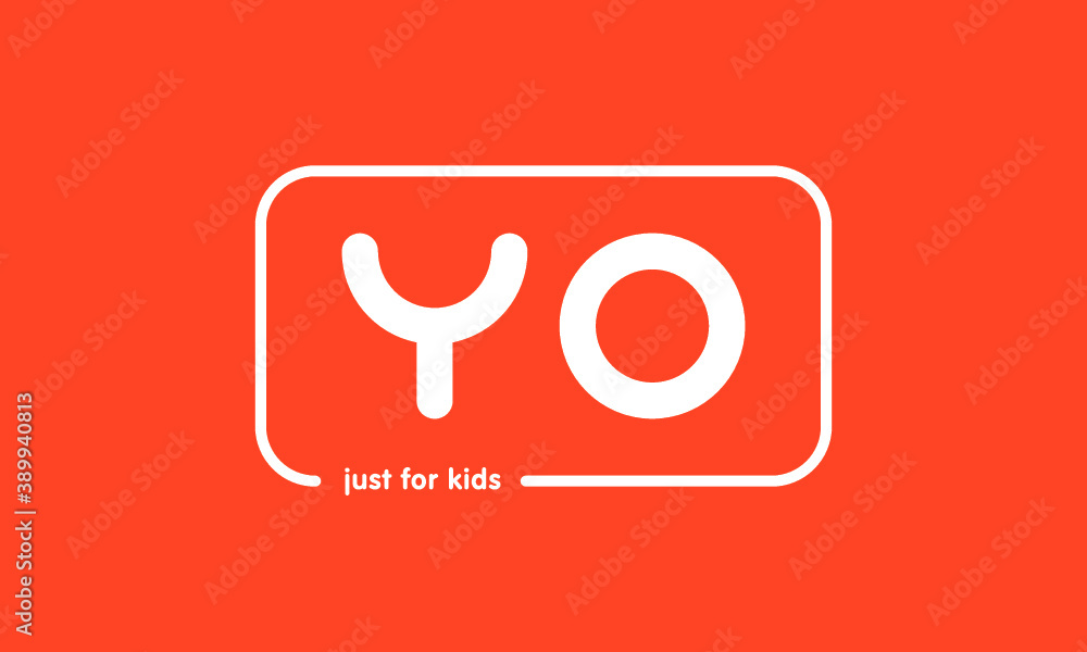 Premade framed kids logo initials monogram kids modern soft on red background Premade framed kids logo initials monogram kids modern soft on red background