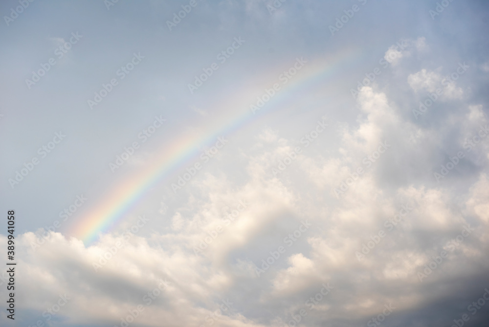 Nature sky and white cloud with rainbow