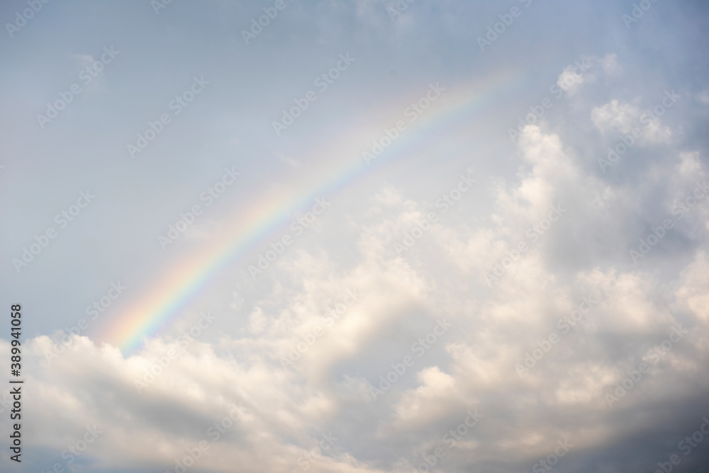 Nature sky and white cloud with rainbow Nature sky and white cloud with rainbow