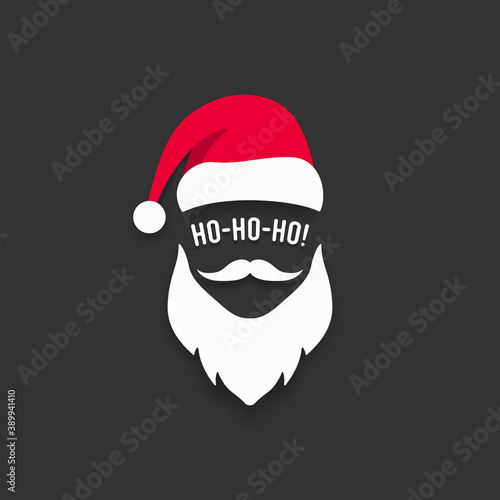 Santa hat and beard template. Vector illustration