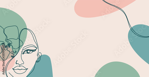 Banner in a linear style of a woman.