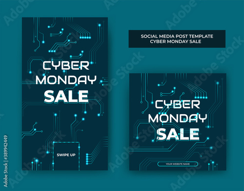 Set of editable square banner template. Social media post template cyber monday sale. Usable for social media post , banner and web internet ads. Flat vector design isolated
