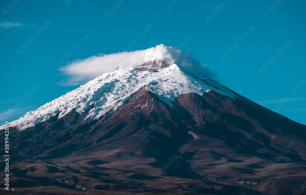 volcano with snow
