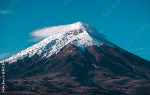 volcano with snow 
