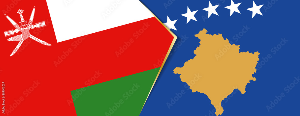 Oman and Kosovo flags, two vector flags. Oman and Kosovo flags, two vector flags.