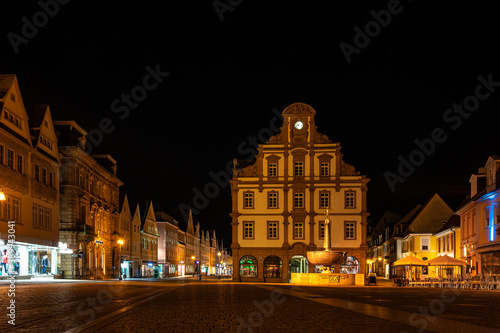 The facade of the Old Mint, Alte Muenze in Speyer in Germany at night