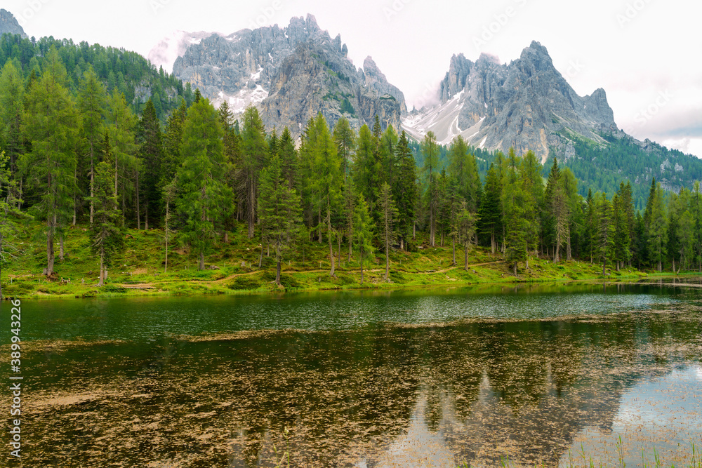 The lake of Misurina, Dolomites, at summer