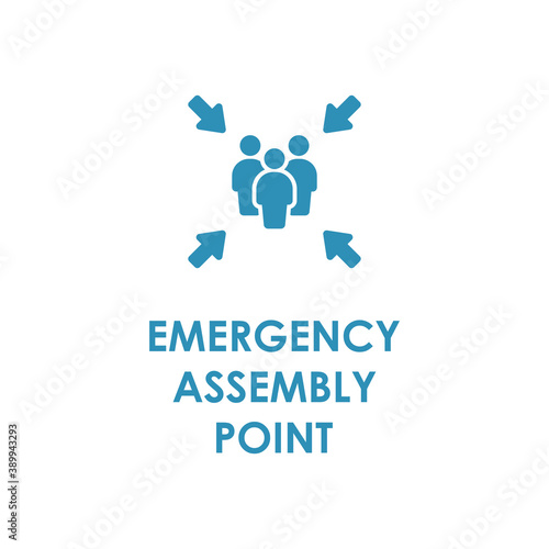 ASSEMBLY POINT, SIGN AND STICKER vector illustration