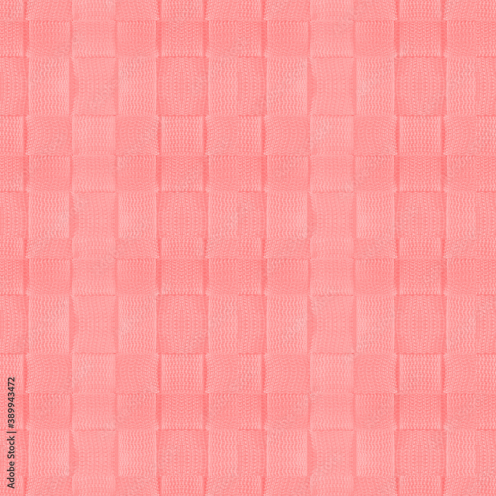 Fototapeta premium Dark pink network of tissue. Tangles of filaments of colored fabric. Pink interlacing of polypropylene. Interwoven textures and textile. Seamless pattern.