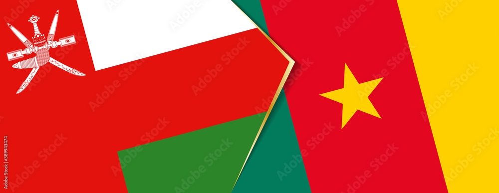 Oman and Cameroon flags, two vector flags. Oman and Cameroon flags, two vector flags.
