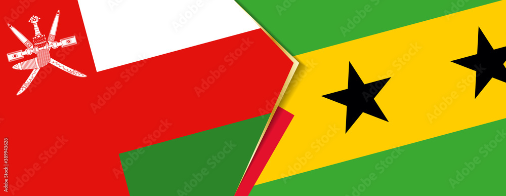 Oman and Sao Tome and Principe flags, two vector flags. Oman and Sao Tome and Principe flags, two vector flags.