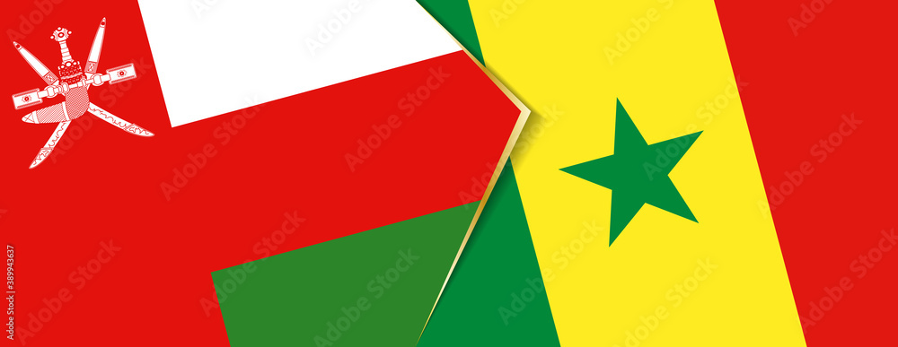 Oman and Senegal flags, two vector flags. Oman and Senegal flags, two vector flags.