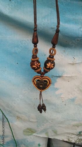 Hand crafted stone and wood necklace