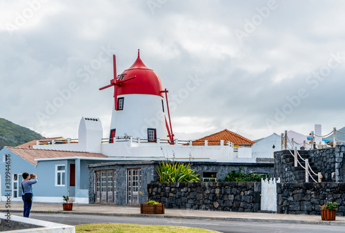 Azores, island of Graciosa, traditional Windmill in Praia da São Mateus. Portugal photo