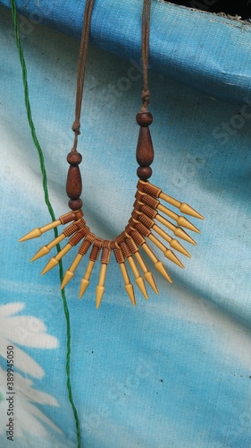 Hand crafted stone and wood necklace
