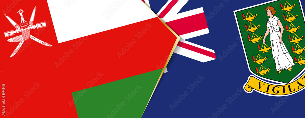 Oman and British Virgin Islands flags, two vector flags. Oman and British Virgin Islands flags, two vector flags.